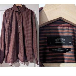 Eton | Contemporary fit shirt in brown/orange stripe